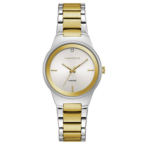 Womens Caravelle Two-Tone Diamond Dial Watch - 45P108