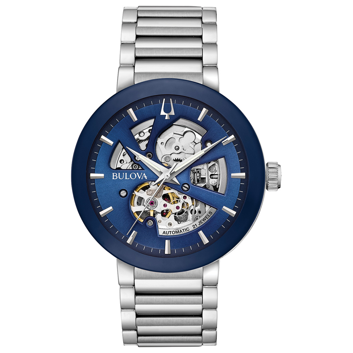 Mens Bulova Futuro Automatic Blue Skelton Dial Watch - 96A204