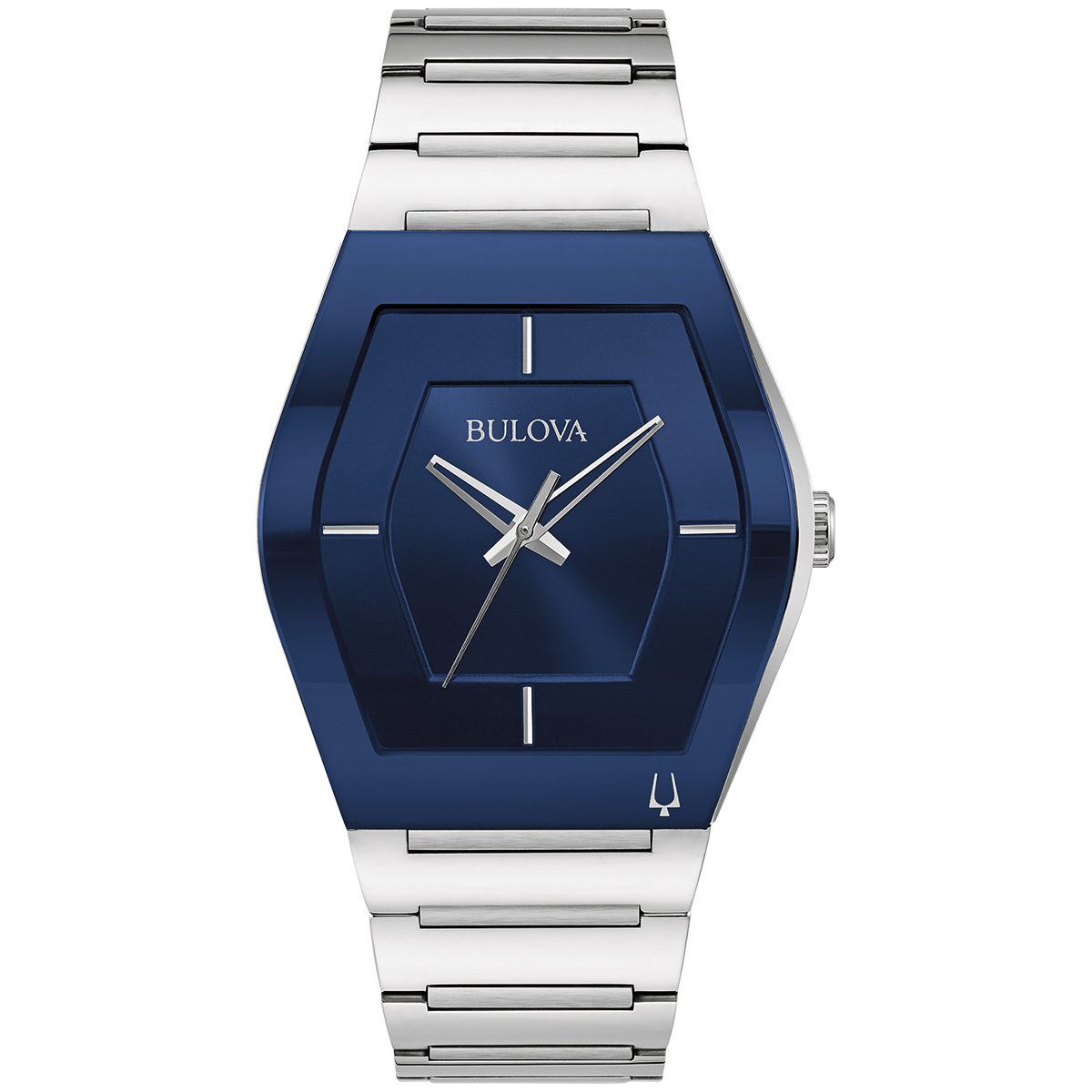 Mens Bulova Futuro Stainless Tonneau Blue Dial Watch - 96A258