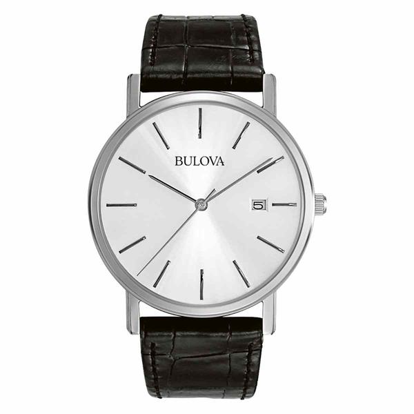 Mens Bulova Black Strap & Stainless Steel Watch - 96B104