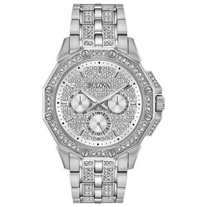 Mens Bulova Pave Multi-Function Bracelet Watch - 96C134