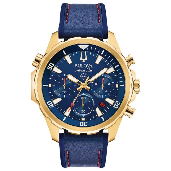 Mens Bulova Marine Star Goldtone Watch - 97B168