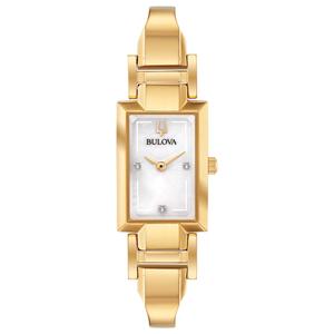 Womens Bulova Gold-Tone Stainless Diamond MOP Dial Watch - 97P141
