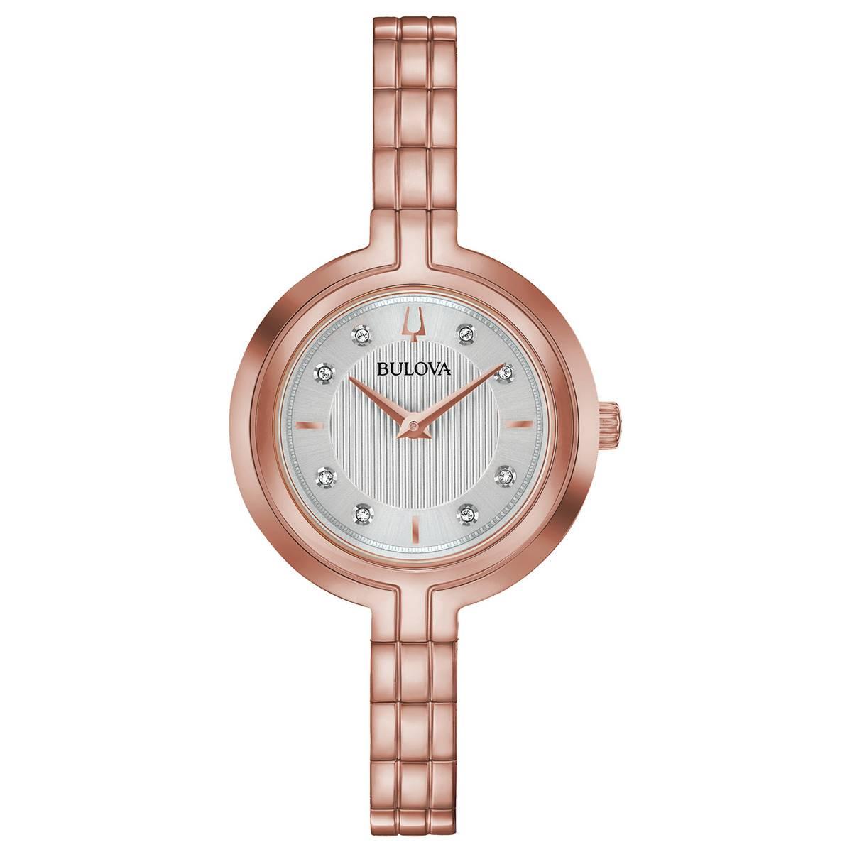 Womens Bulova Rhapsody Rose-Tone Diamond Accent Dial Watch-97P145