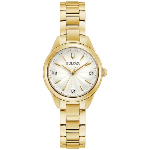Womens Bulova Goldtone Diamond Accent Bracelet Watch - 97P150