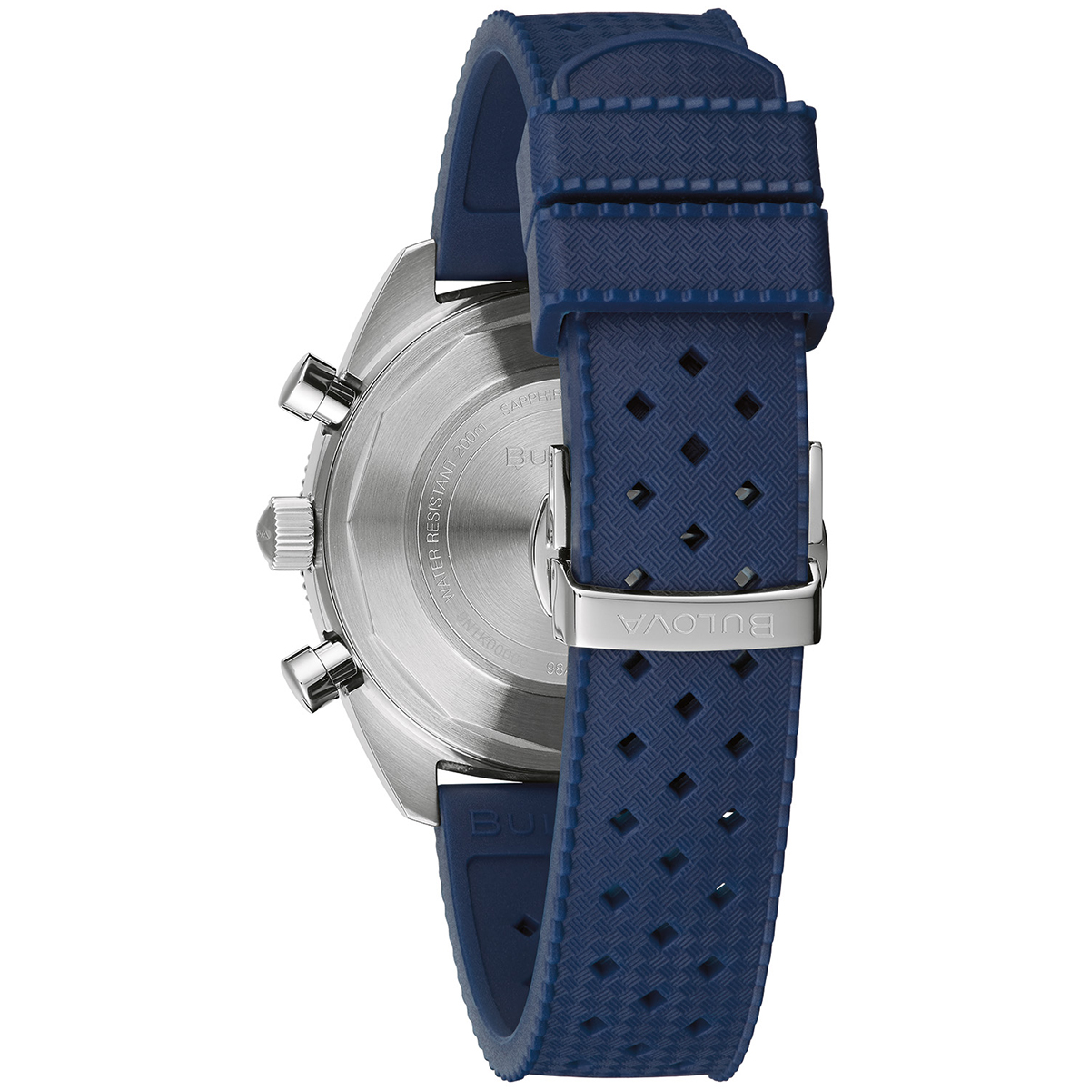 Mens Bulova Diver Chrono Blue Silicone Strap Watch - 98A253