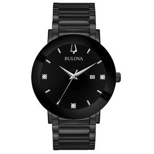 Mens Bulova Modern Black IP Diamond Bracelet Watch - 98D144