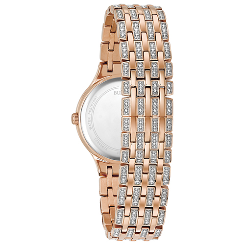 Womens Bulova Crystals Slim Pave Dial Watch - 98L235