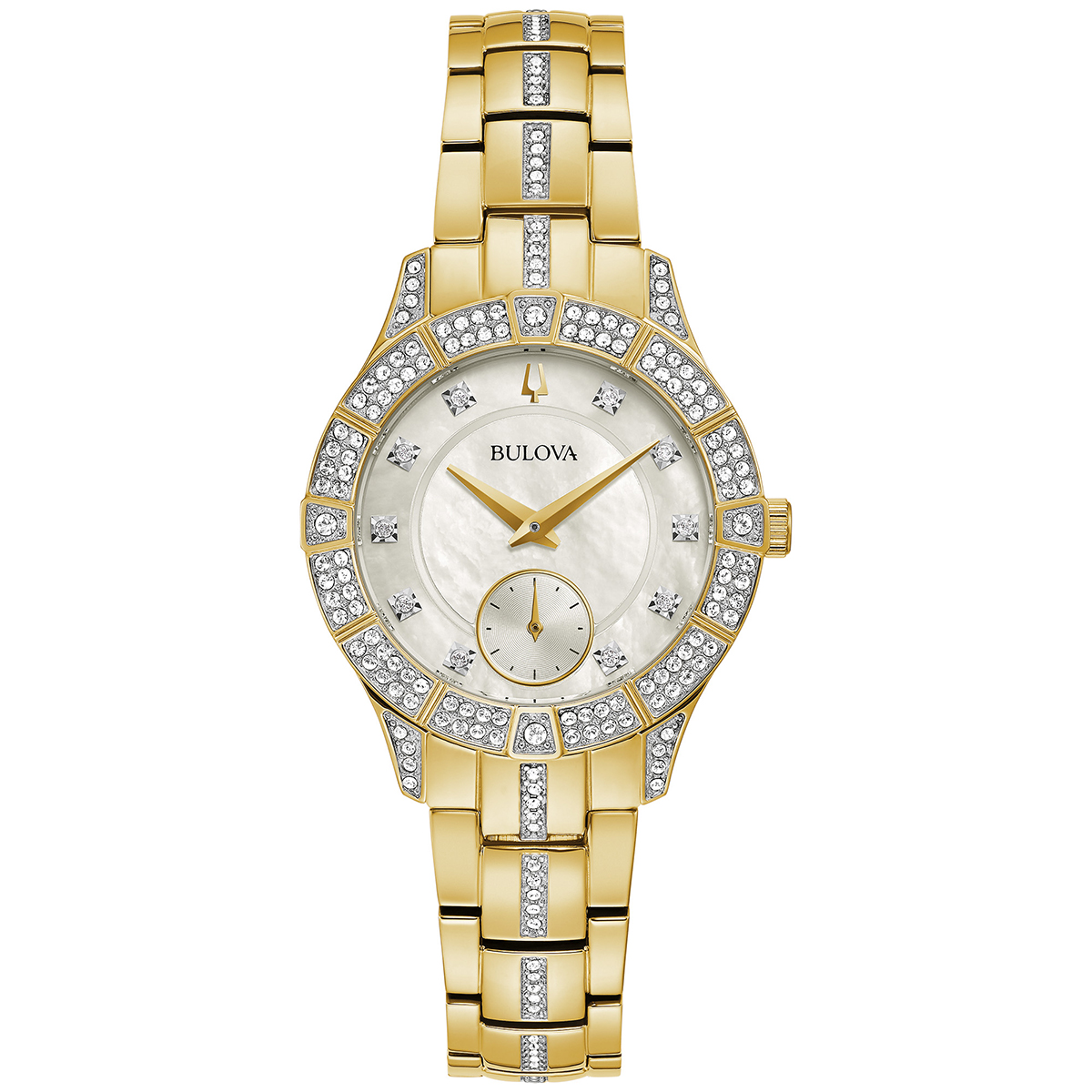 Womens Bulova Gold-tone Stainless Crystal Accent Watch - 98L283