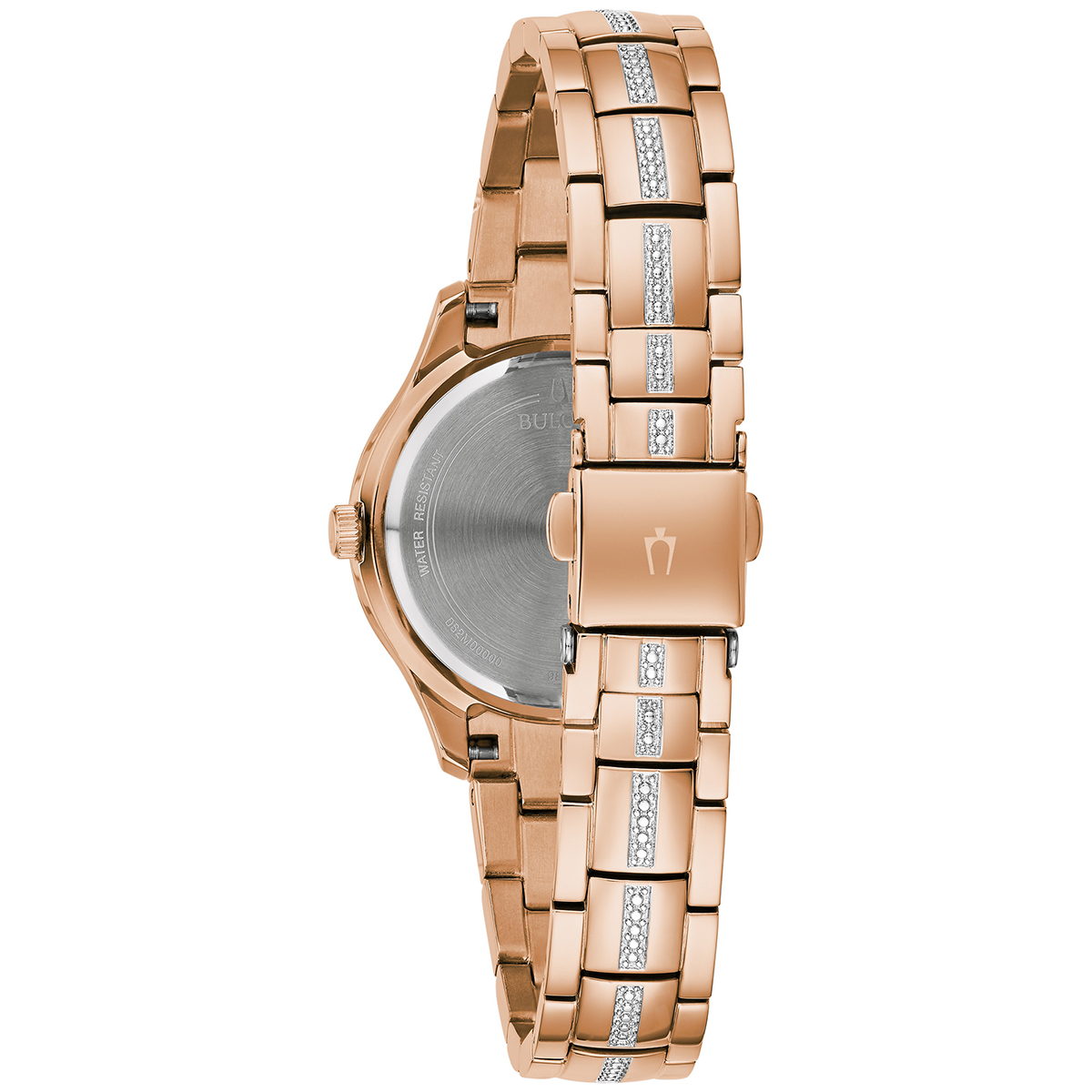 Womens Bulova Rose-tone Stainless Crystal Accent Watch - 98L284