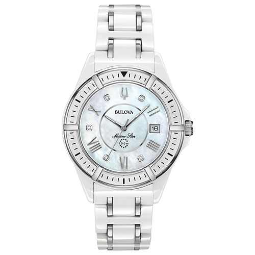 Womens Bulova Marine Star Ceramic Bracelet Watch - 98P172