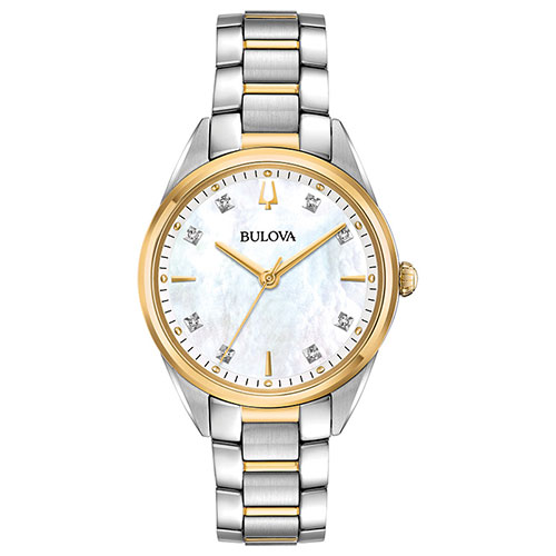 Womens Bulova Two-Tone Diamond Bracelet Watch - 98P184