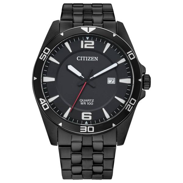 Mens Citizen(R) Quartz Black Stainless Bracelet Watch - BI5055-51E
