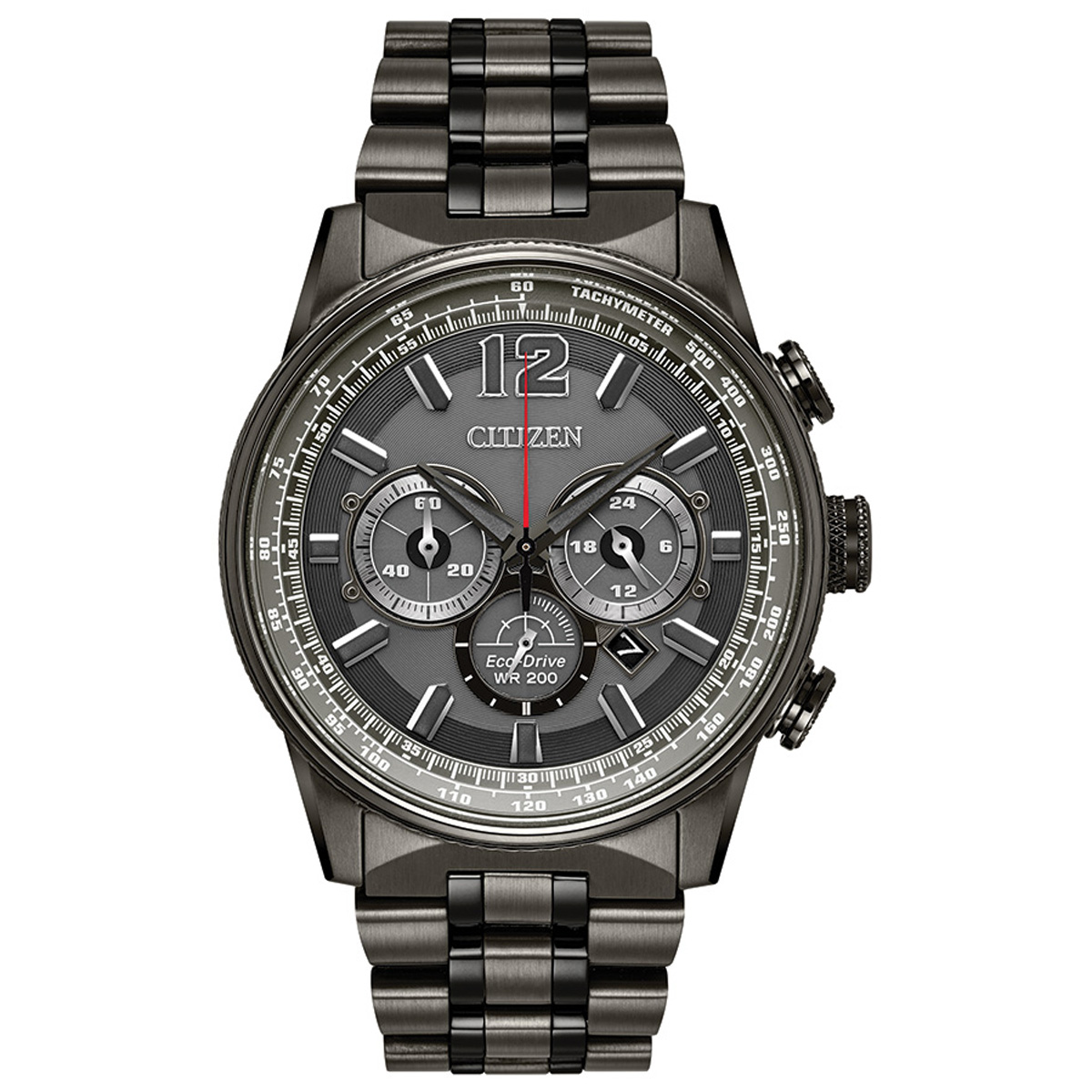 Mens Citizen(R) Eco-Drive Nighthawk Grey Chrono Watch - CA4377-53H