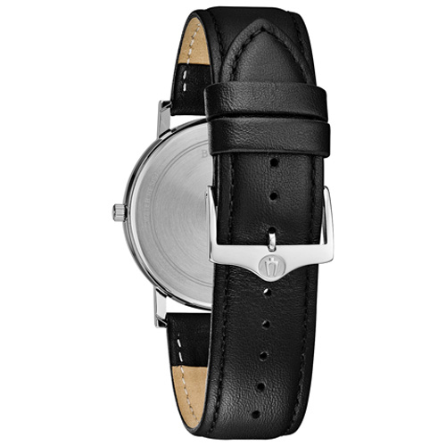 Mens Bulova American Clipper Black Leather Strap Watch - 96B312