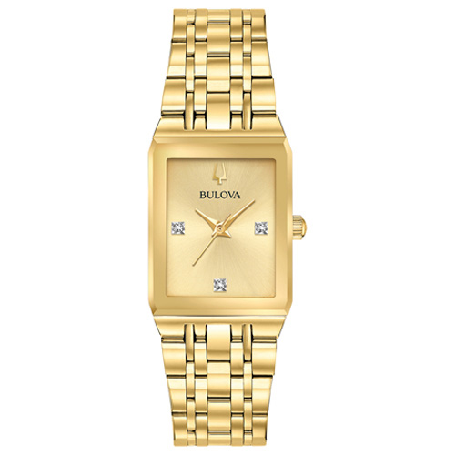 Womens Bulova Quadra Gold-Tone Bracelet Watch - 97P140