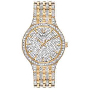 Mens Bulova Phantom Gold-Tone Crystal Pave Dial Watch - 98A229