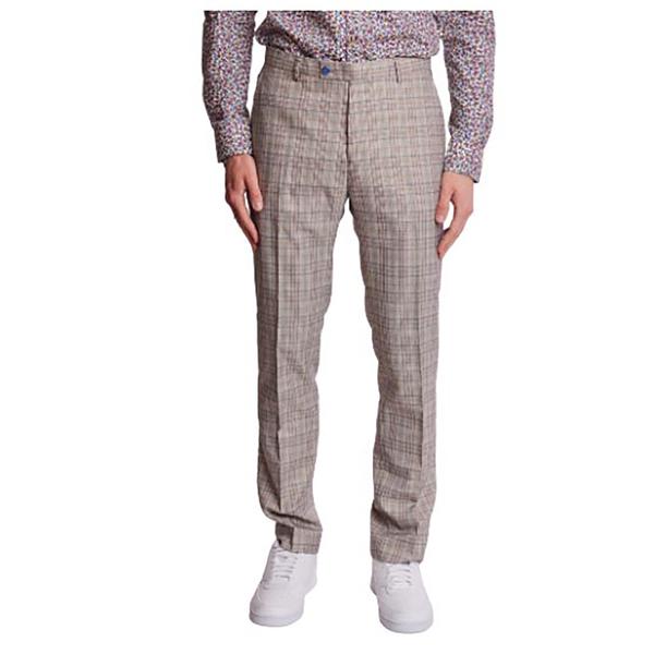 Mens Paisley & Gray(R) Plaid Suit Pants - Tan/Pink