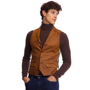 Mens Paisley & Gray(R) Faux Suede Vest - Cognac