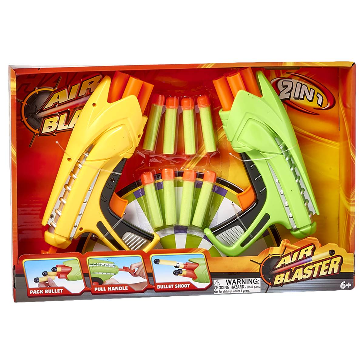 Set Of 2 11in. Air Blaster Guns With 8 Foam Darts