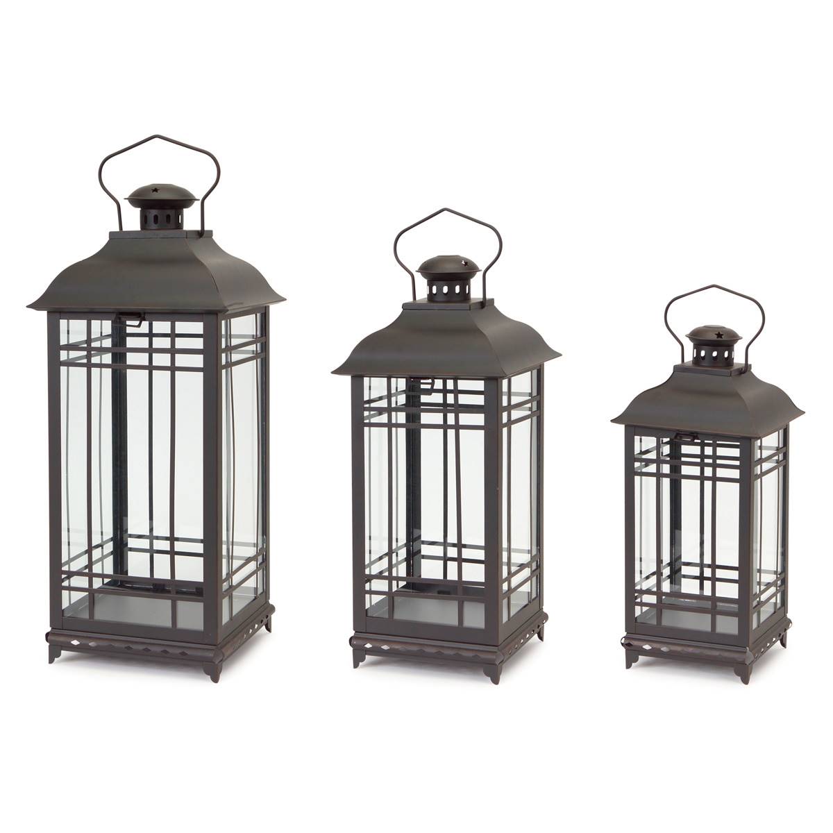 Melrose Traditional Black Metal Lanterns - Set Of 3