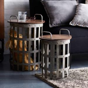 Melrose Rustic Accent Side Basket Tables - Set of 2 alternate view