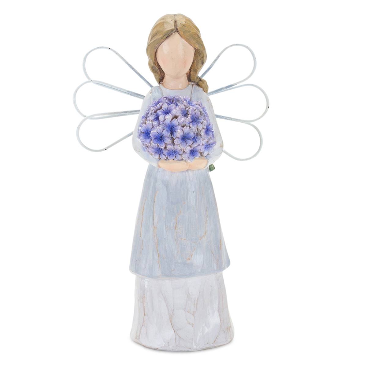 Melrose Farmhouse Angel Figurine W/ Floral Accent - Set Of 2