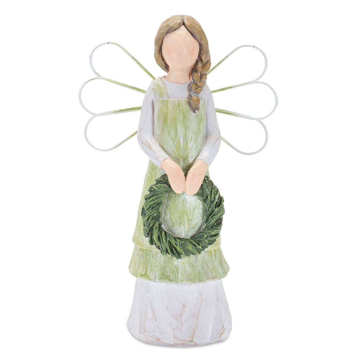 Melrose Farmhouse Angel Figurine W/ Floral Accent - Set Of 2