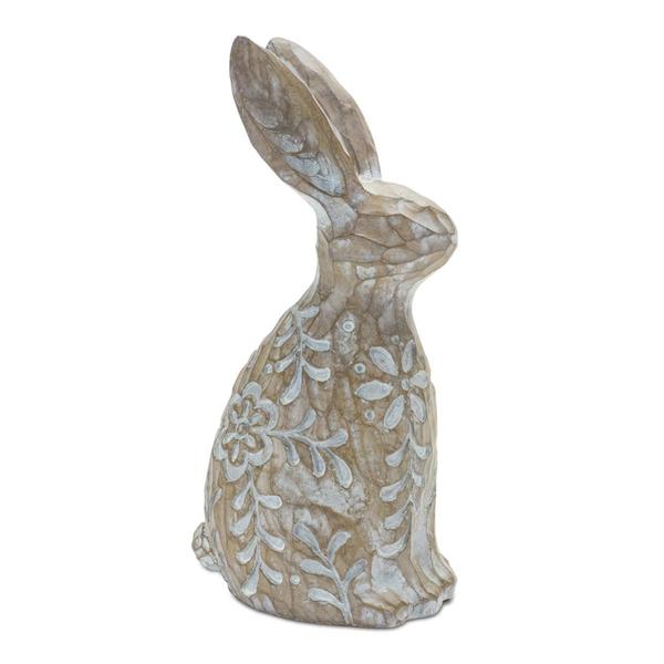 Melrose Floral Carved Rabbit Figurine - Set of 2 alternate view