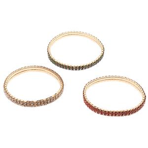 Red/Green/Crystal 3pk. Stretch Bracelets