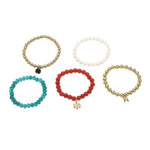 Set of 5 Stretch Bracelets with Christmas Charms