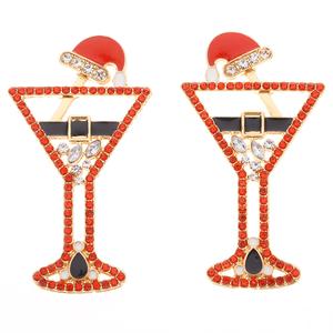 Santa Martini Glass Drop Earrings