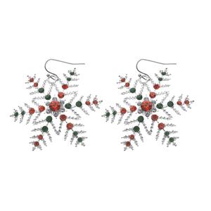 Silver-Tone Snowflake Rhinestone Earrings