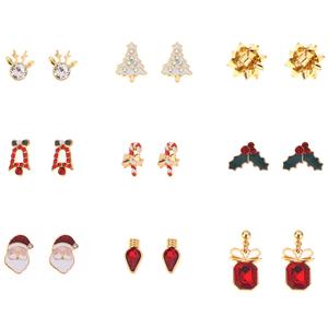 9pr. Christmas Motif Stud Earring Set