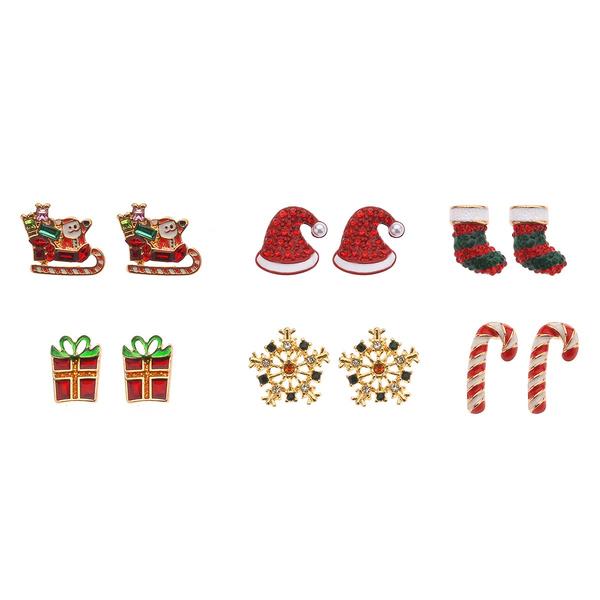 6pr. Christmas Stud Earrings Set