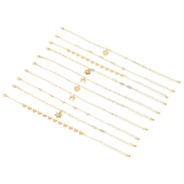 Ashley Gold-Tone Butterfly/Hearts/Bows Bracelet Set - Set of 5 alternate view