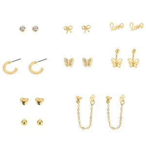 Ashley Gold-Tone Butterflies/Bows/Hearts Earring Set