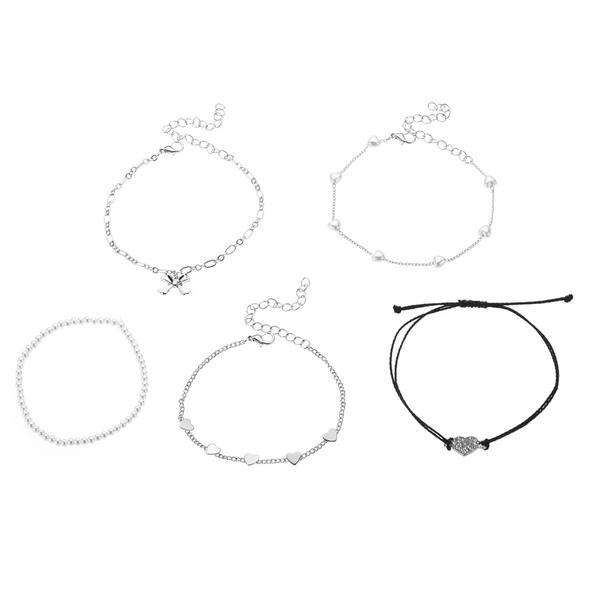 Ashley 5pc. Silver-Tone Bow & Heart Bracelet Set