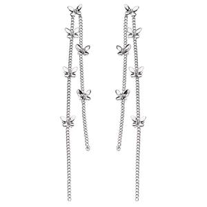 Ashley Silver-Tone Butterfly Chain Fringe Earrings