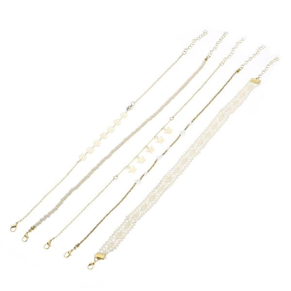 Ashley 5pc. Gold-Tone Beaded Chain Butterfly Flower Choker Set