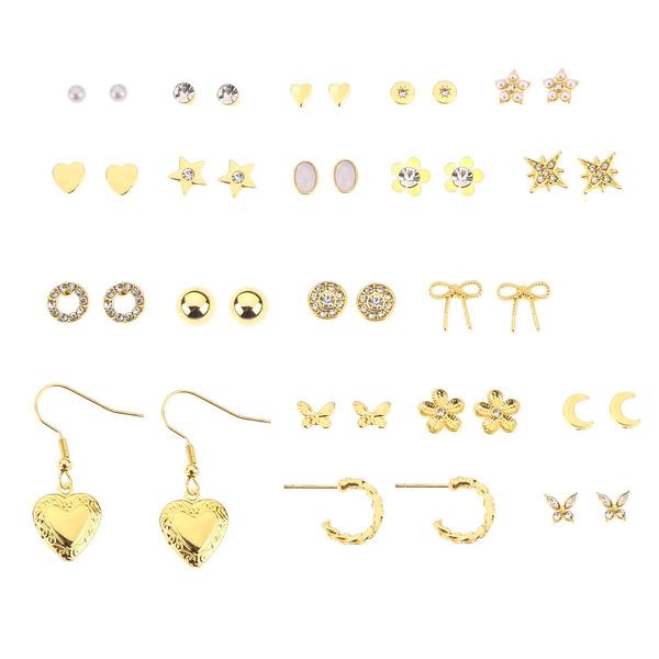 Ashley Gold-Tone & Silver-Tone Stud/Hoop/Dangle Earrings Set