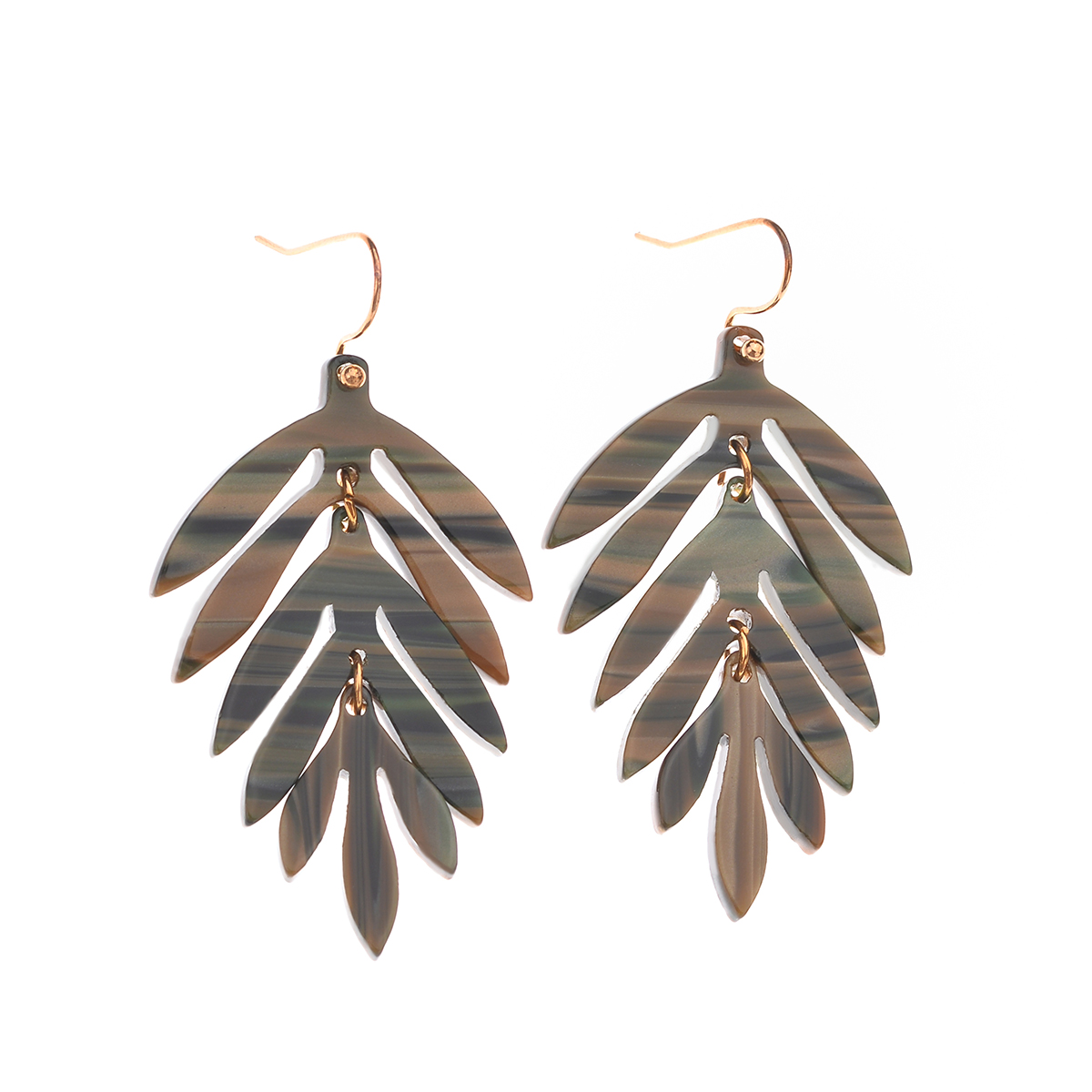 Ashley Cooper(tm) Multi Green Resin Leaf Drop Earrings