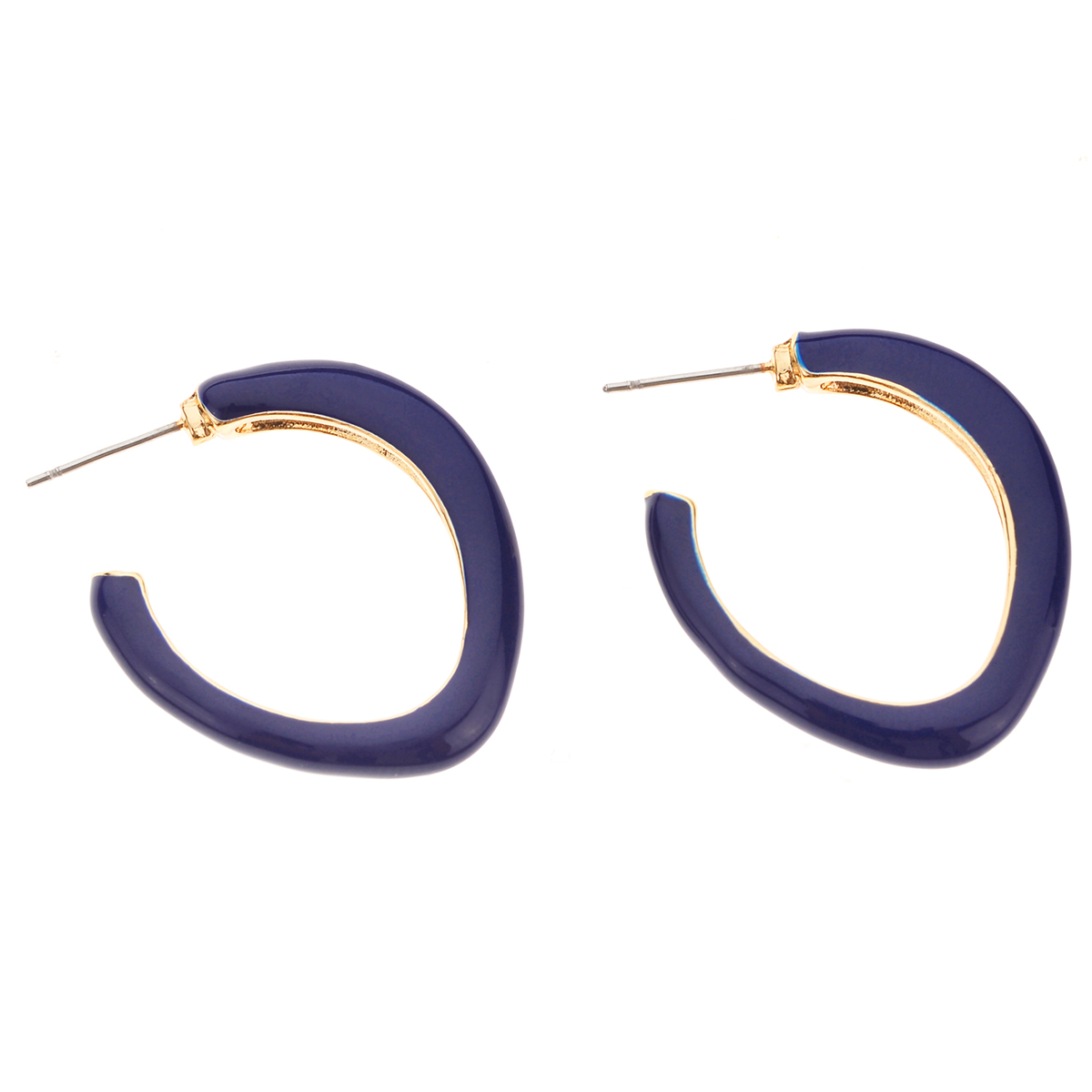 Ashley Cooper(tm) Gold-Tone Navy Half Hoop Earrings