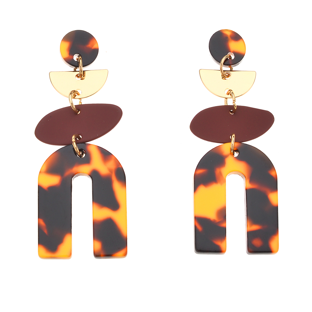 Ashley Cooper(tm) Tortoise Shell Tiered Geometric Dangle Earrings