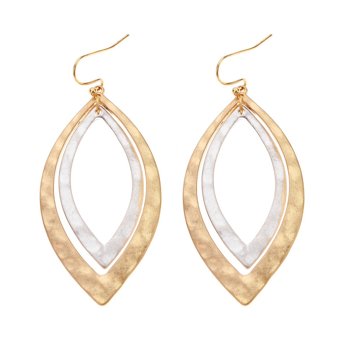 Ashley Cooper(tm) Two-Tone Two-Layer Open Tear Drop Earrings