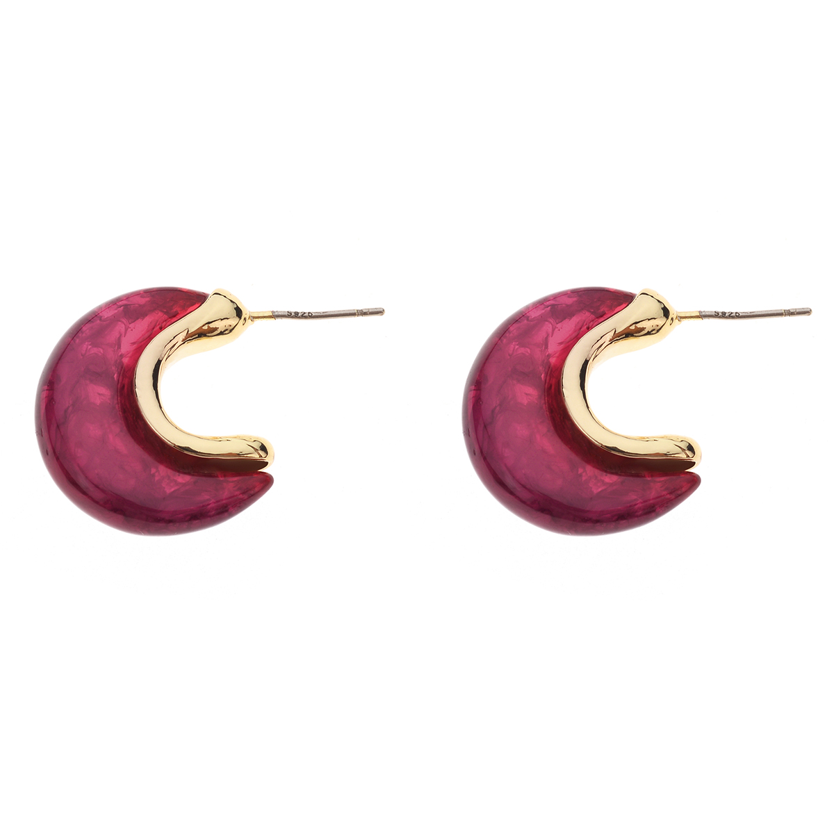 Ashley Cooper(tm) Gold-Tone & Red Cranberry Huggie Hoop Earrings