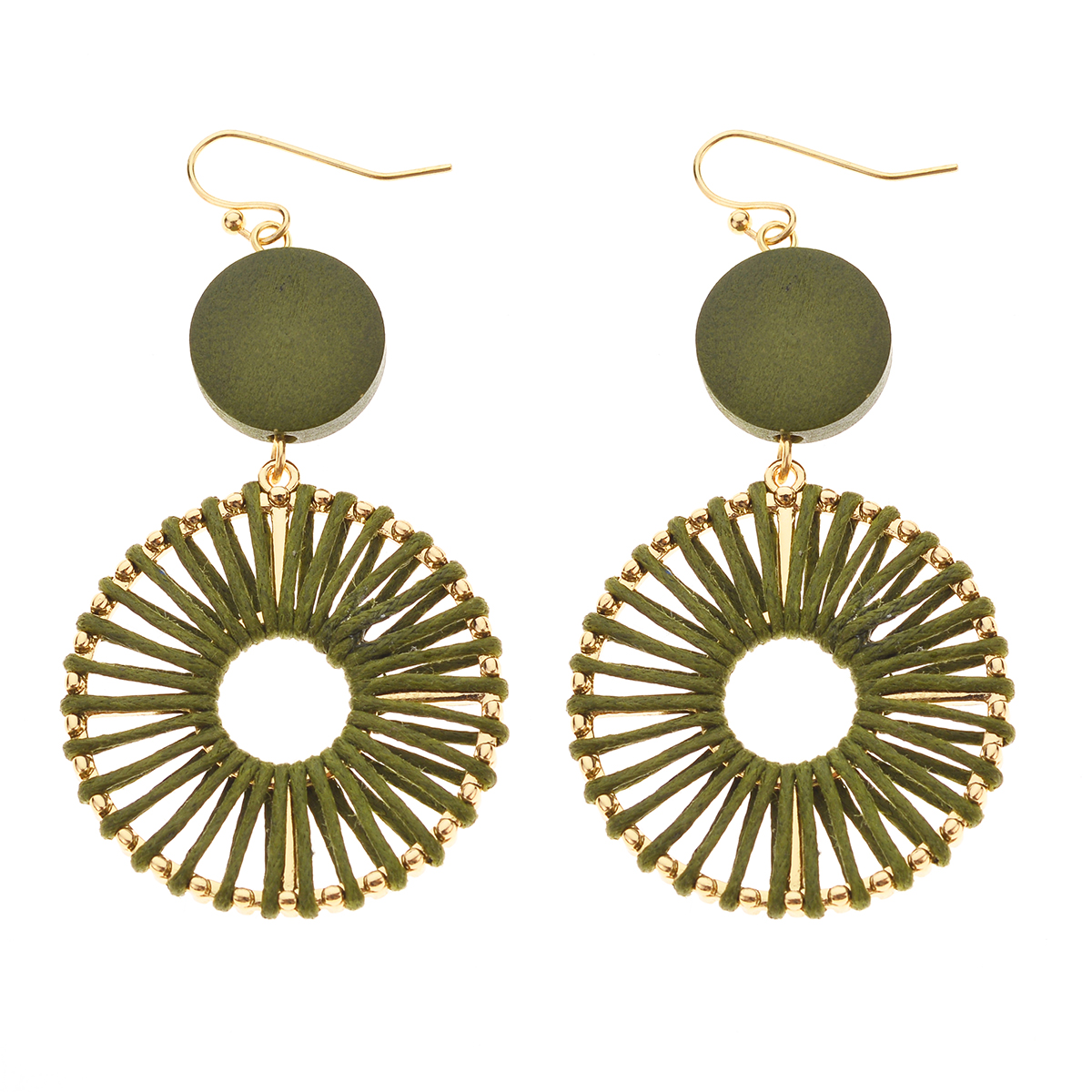 Ashley Cooper(tm) Green Suede Wrapped Double Drop Earrings