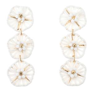 Ashley Cooper(tm) White 3 Tier Raffia Flower Earrings