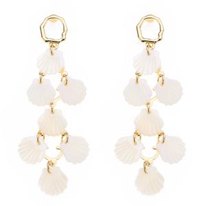 Ashley Cooper(tm) Gold Metal White Shell Dangle Earrings