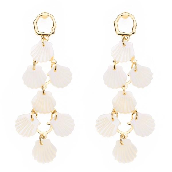 Ashley Cooper(tm) Gold Metal White Shell Dangle Earrings